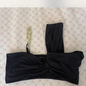 Studio Black Asymmetrical Cut Out Crop Tank Top